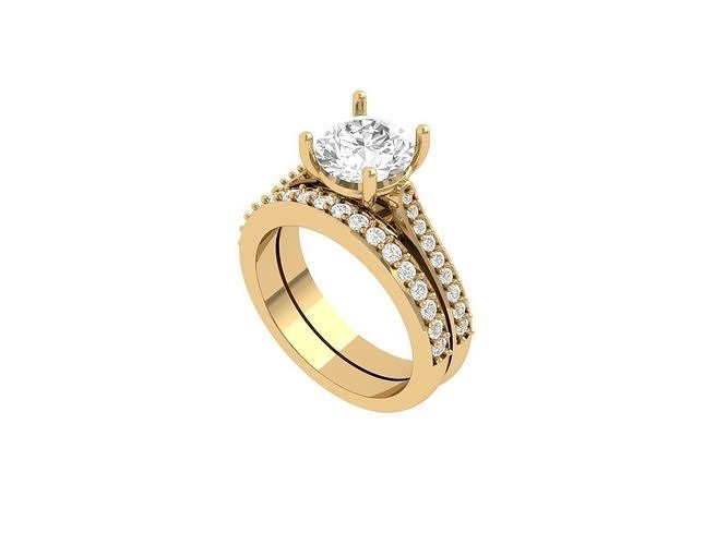 Solitair Ring Bridal Set 3D print model