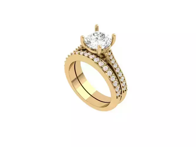 Solitair Ring Bridal Set 3D print model