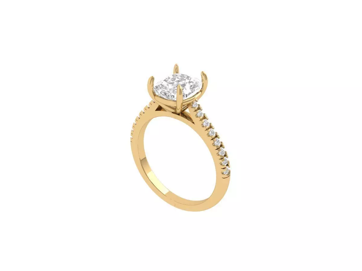 Cushion Solitair Ring 3D print model_0