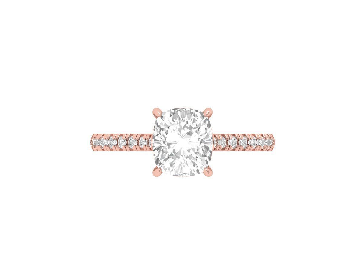 Cushion Solitair Ring 3D print model_2