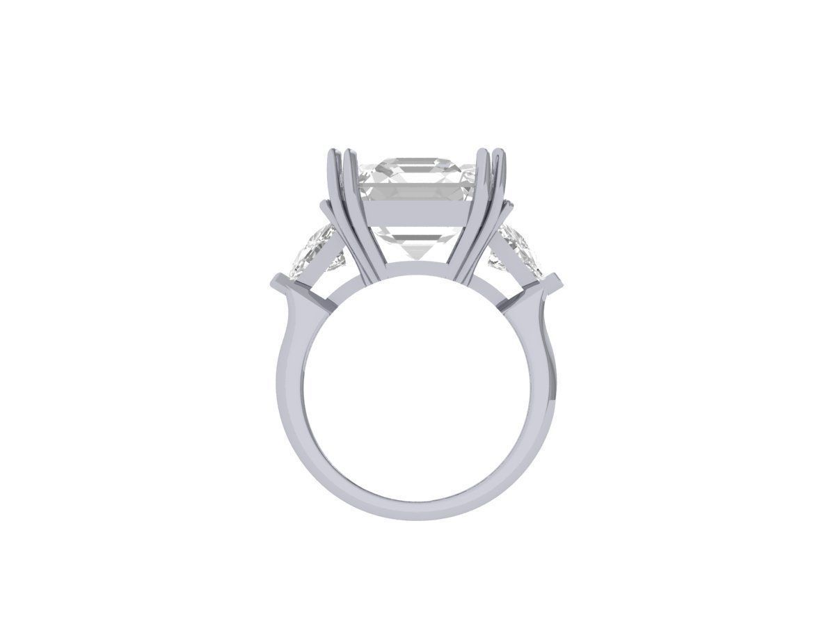 Emerald 3 Stone Ring 3D print model_10
