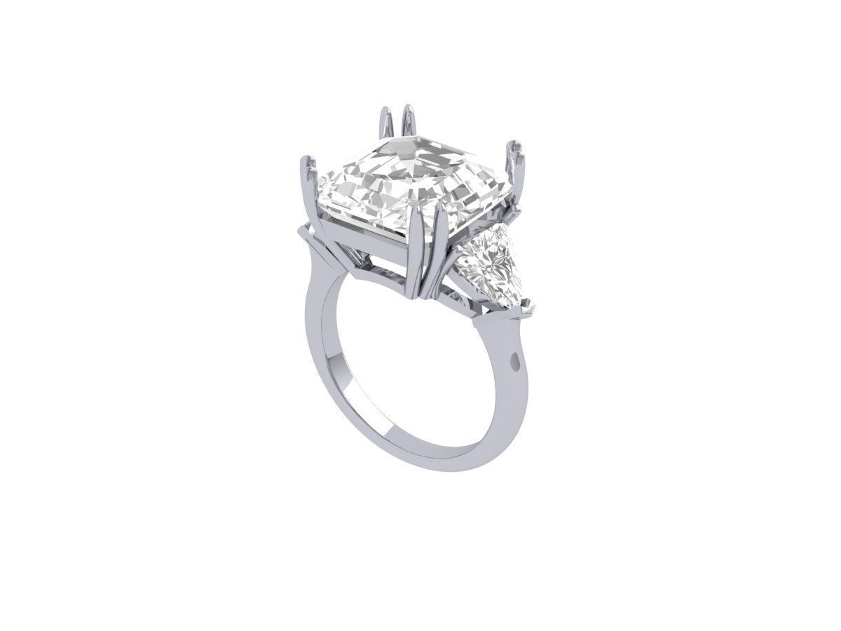 Emerald 3 Stone Ring 3D print model_5