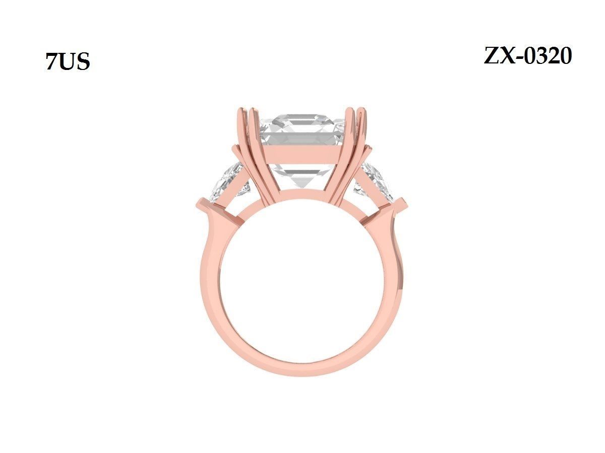 Emerald 3 Stone Ring 3D print model_9