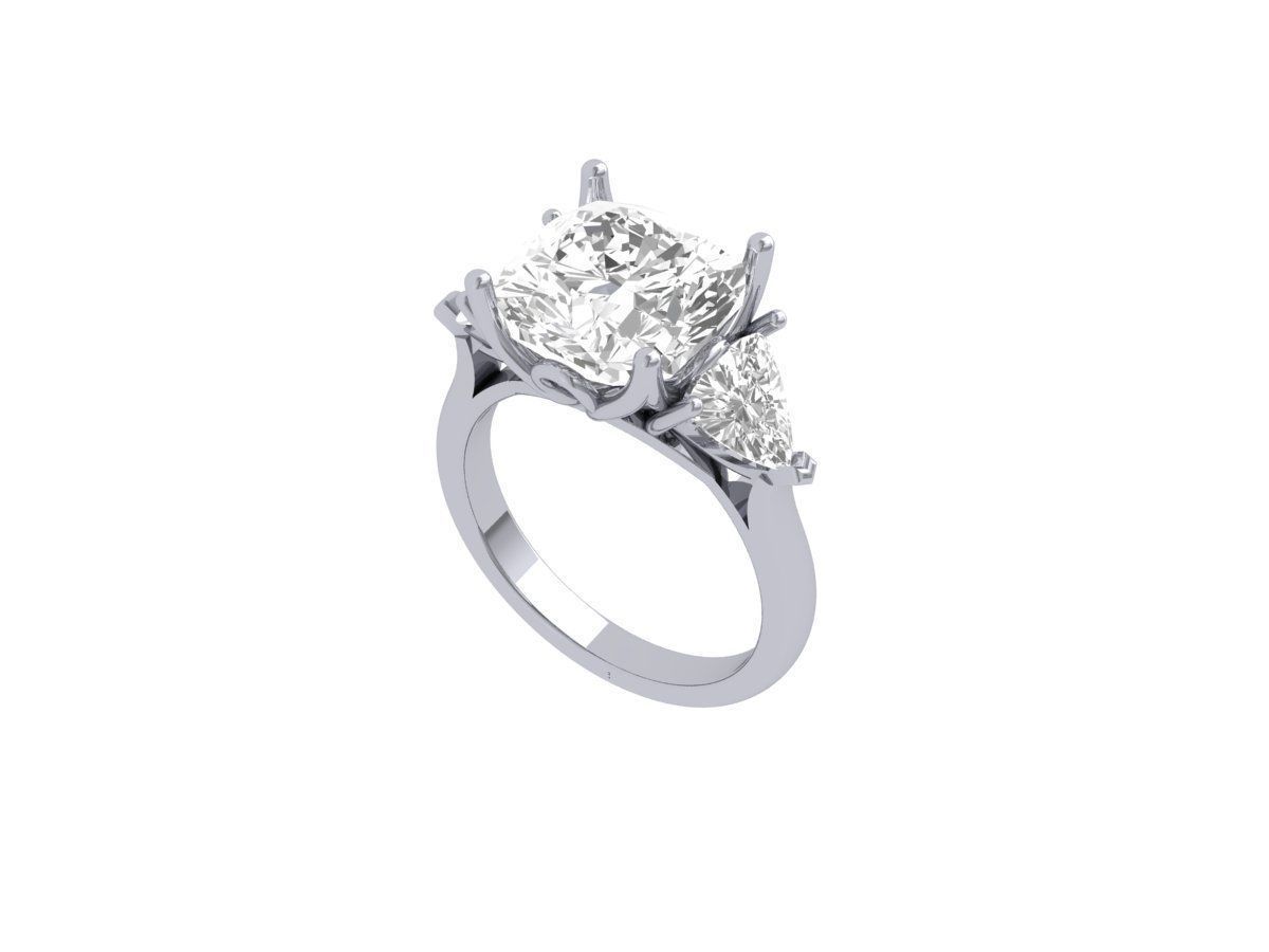 Cushion 3 Stone Ring 3D print model_5