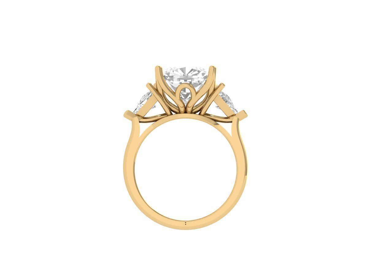 Cushion 3 Stone Ring 3D print model_11