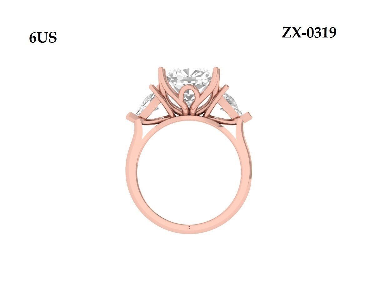 Cushion 3 Stone Ring 3D print model_9