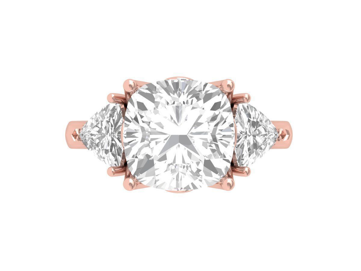 Cushion 3 Stone Ring 3D print model_2