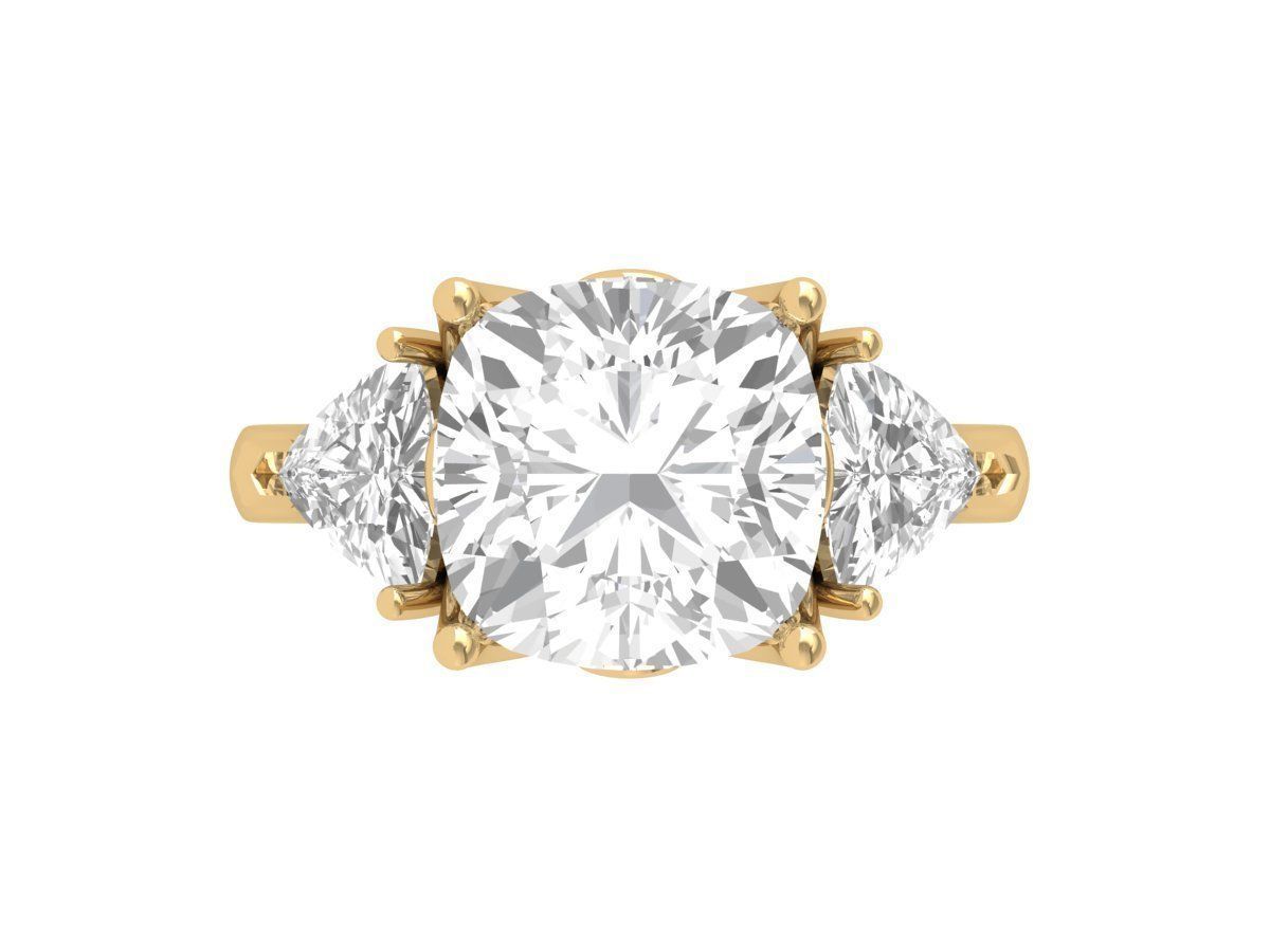 Cushion 3 Stone Ring 3D print model_1