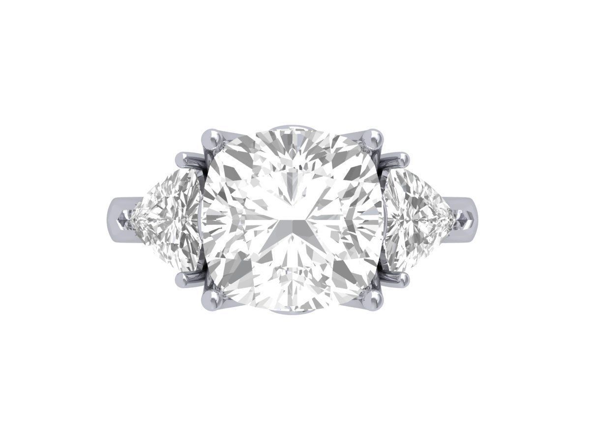 Cushion 3 Stone Ring 3D print model_3