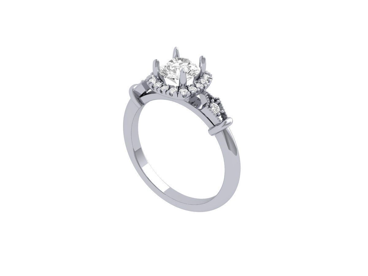 Solitaire Art Deco Ring 3D print model_5