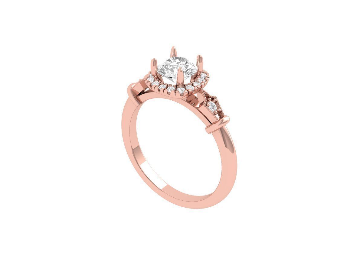 Solitaire Art Deco Ring 3D print model_4