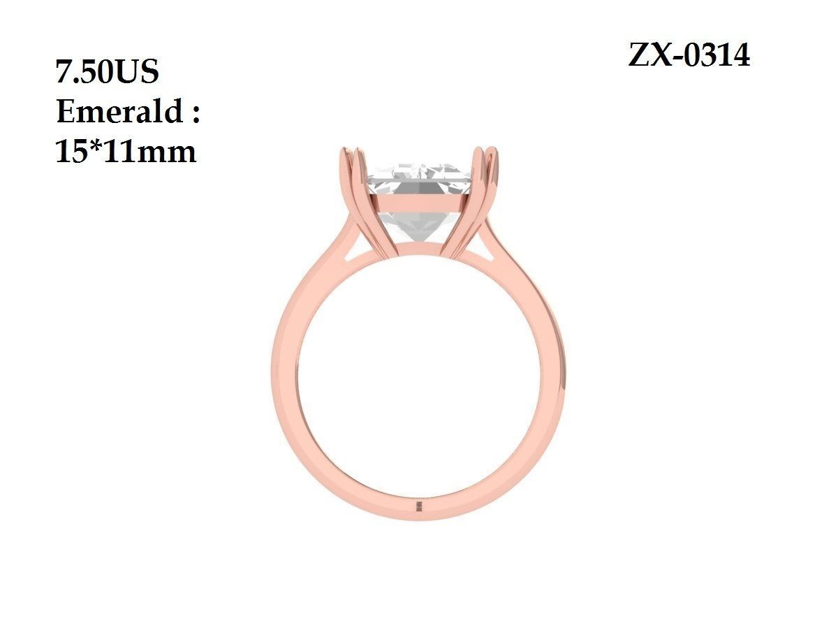 Emerald Solitaire Ring 3D print model_9