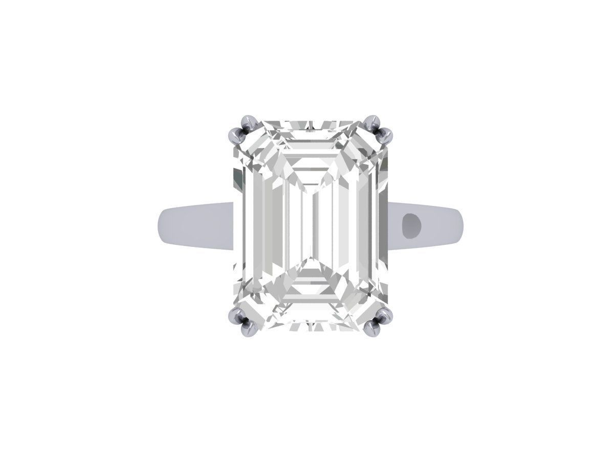 Emerald Solitaire Ring 3D print model_3