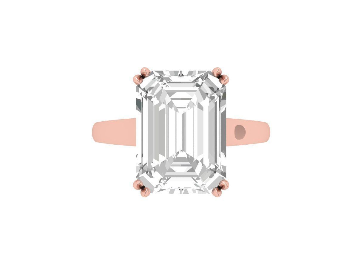 Emerald Solitaire Ring 3D print model_2