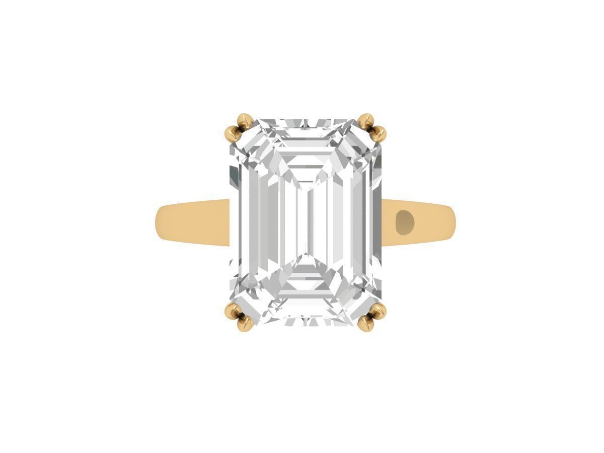 Emerald Solitaire Ring 3D print model_1