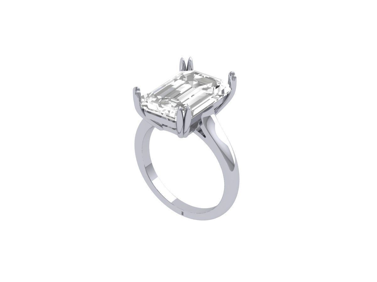 Emerald Solitaire Ring 3D print model_5