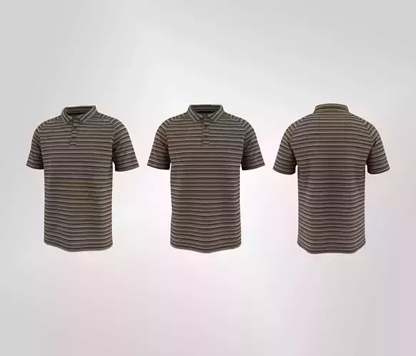Men Strip Raglan Polo Shirt