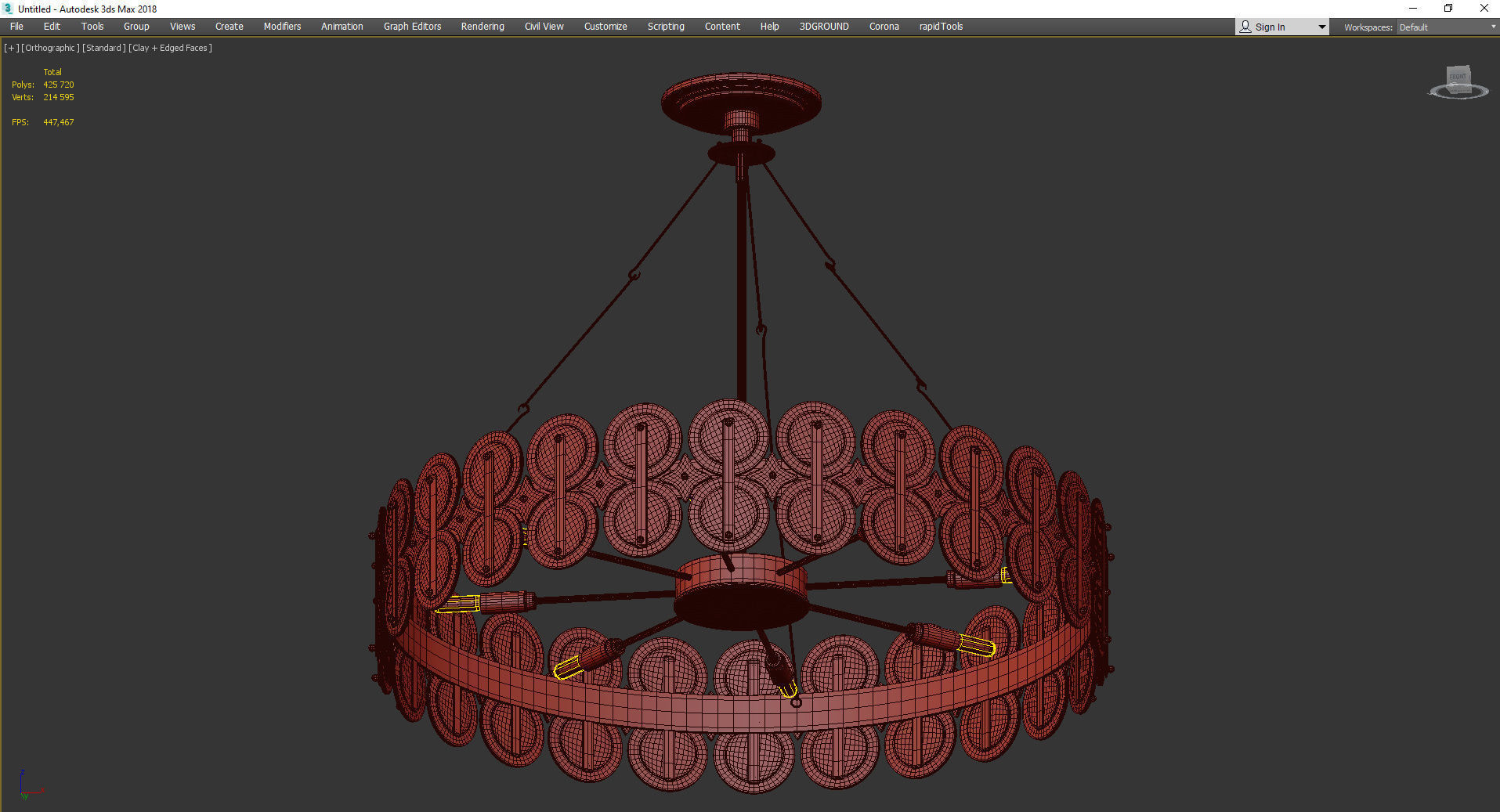 Laura Kirar for Arteriors Rondelle Chandelier Low-poly 3D model_3