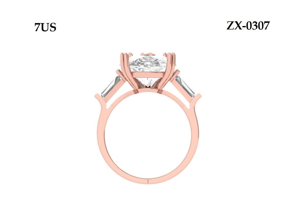 Pear 3 Stone Ring 3D print model_11