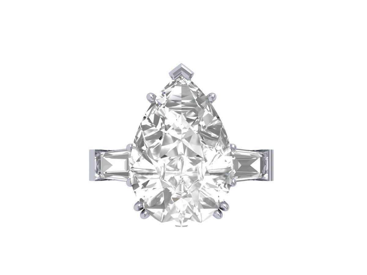 Pear 3 Stone Ring 3D print model_3