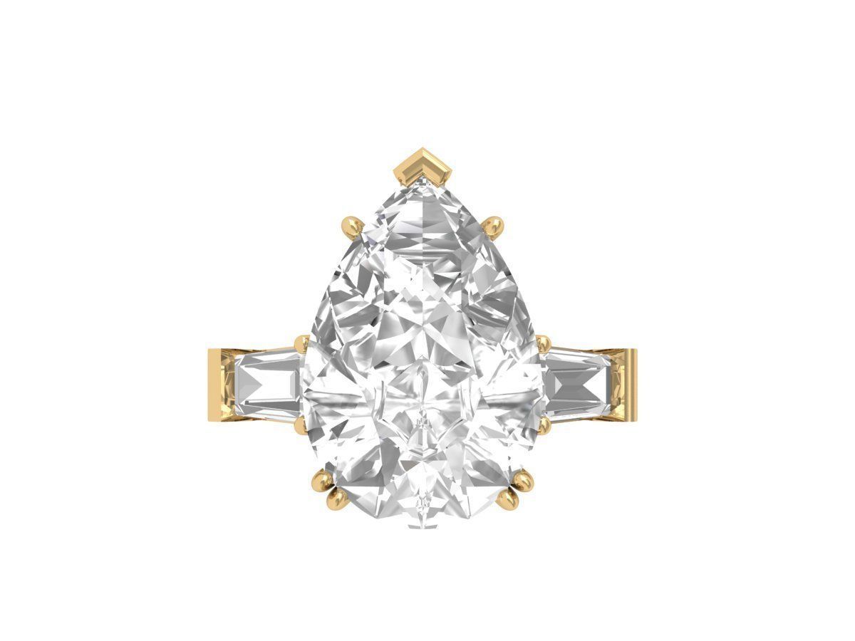 Pear 3 Stone Ring 3D print model_1