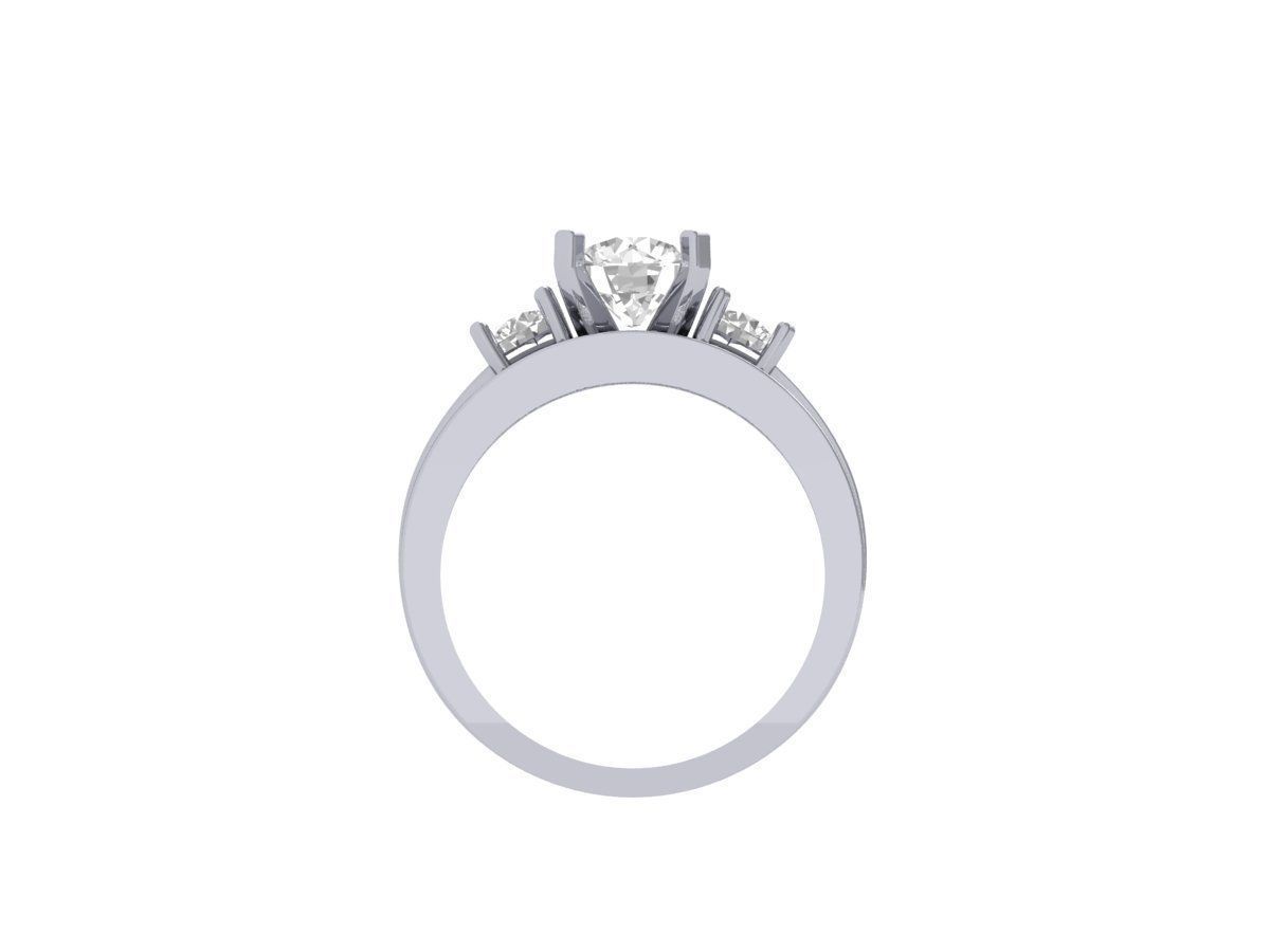 3 Stone Engagement Ring With Princess band Bridal Set 3D print model_10
