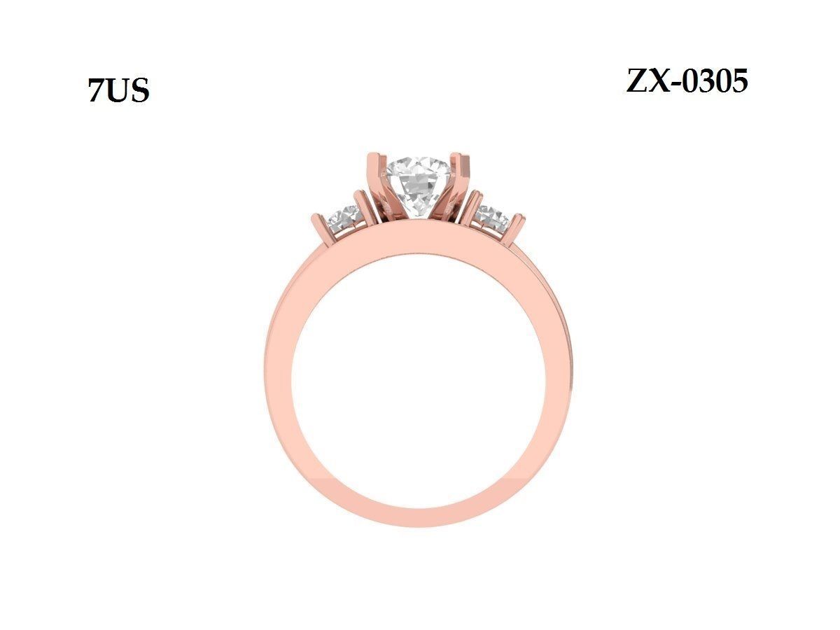 3 Stone Engagement Ring With Princess band Bridal Set 3D print model_9