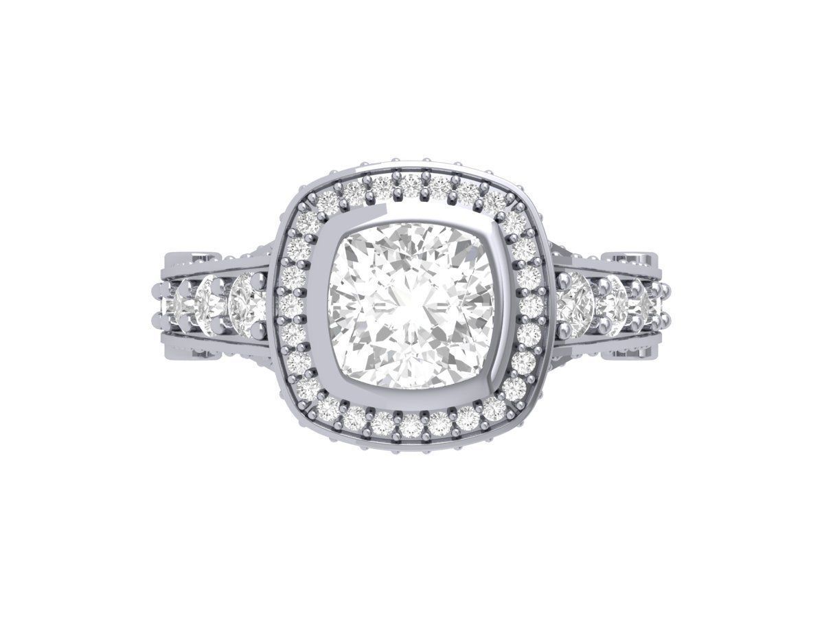 Cushion Art Deco Ring  3D print model_3