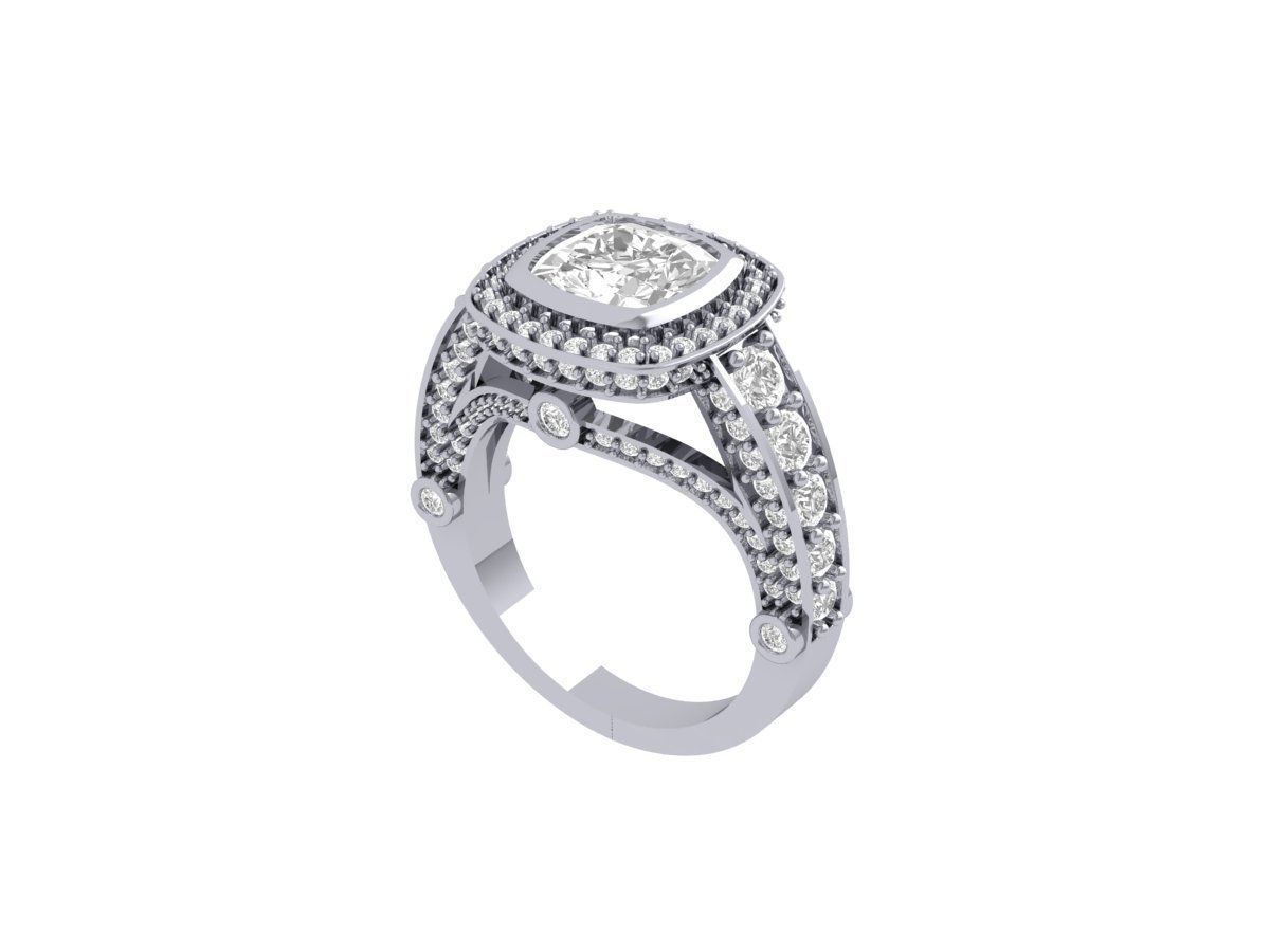 Cushion Art Deco Ring  3D print model_5