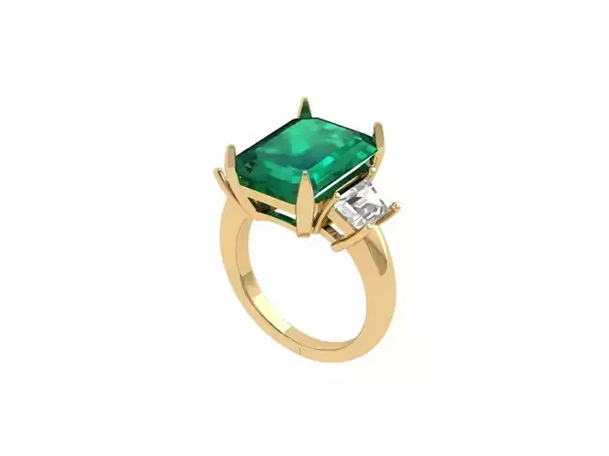 Emerald 3 Stone Ring