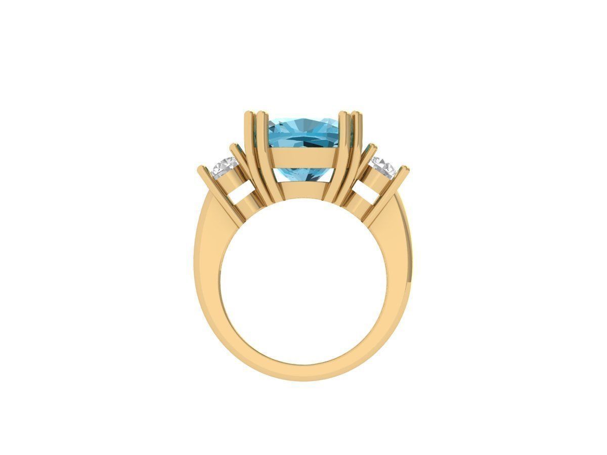 Cushion 3 Stone Ring 3D print model_11