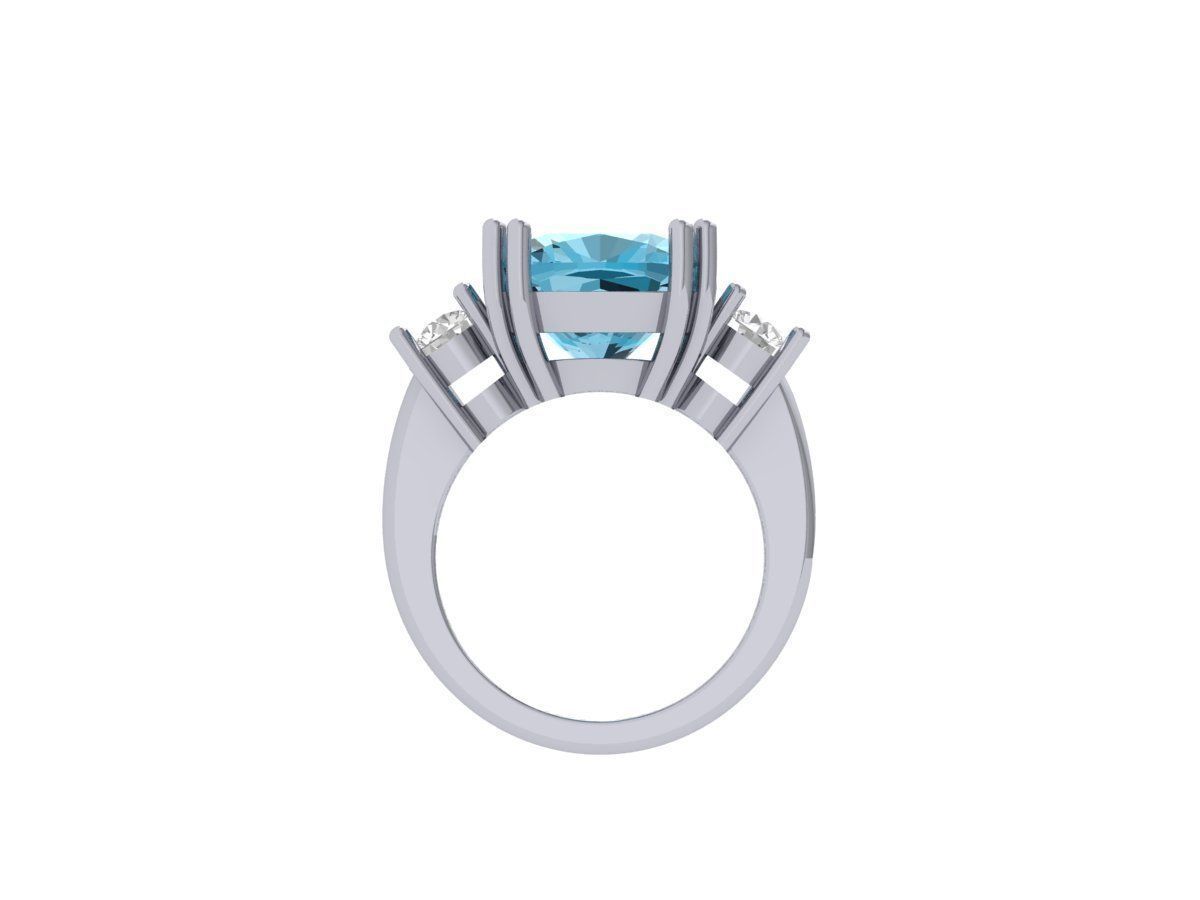 Cushion 3 Stone Ring 3D print model_10