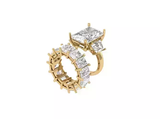 Radiant 3 Stone Bridal set