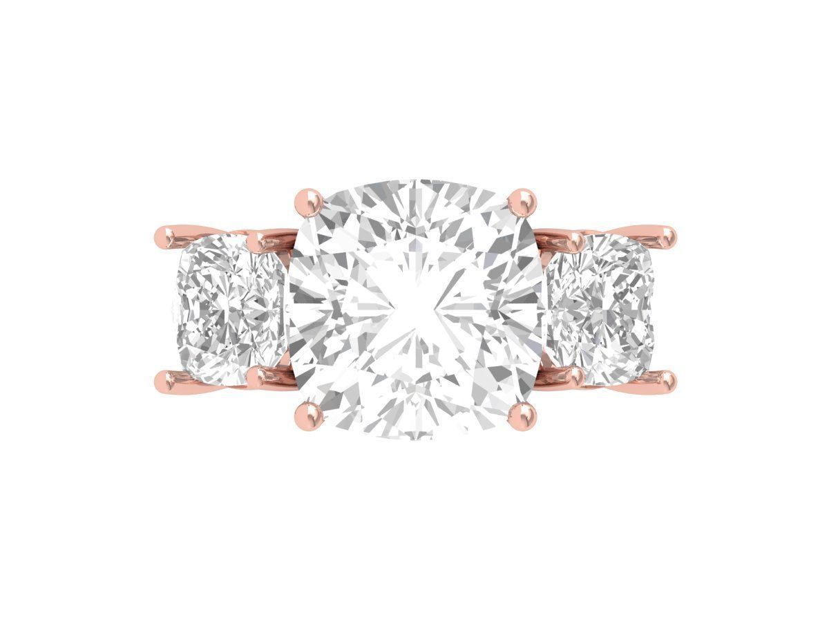 Cushion 3 Stone Bridal Ring 3D print model_3