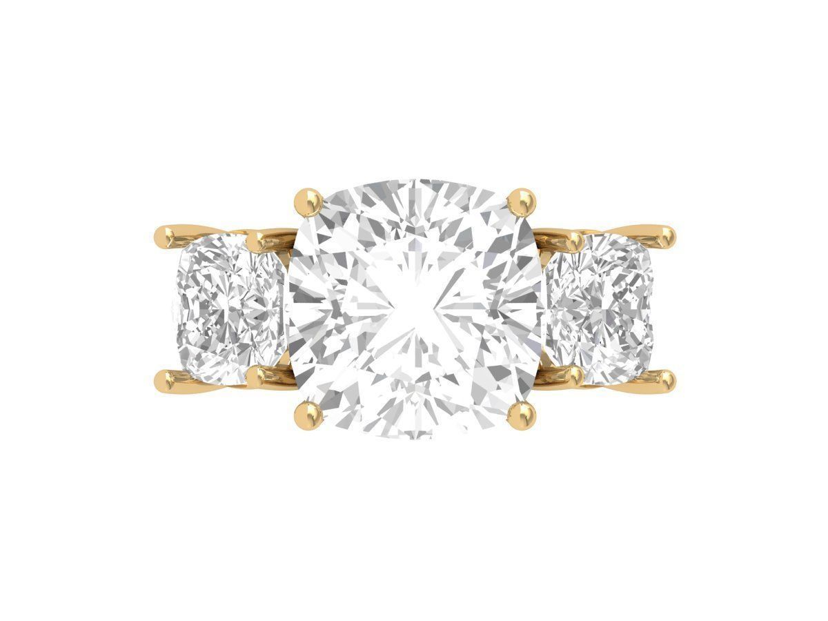Cushion 3 Stone Bridal Ring 3D print model_5