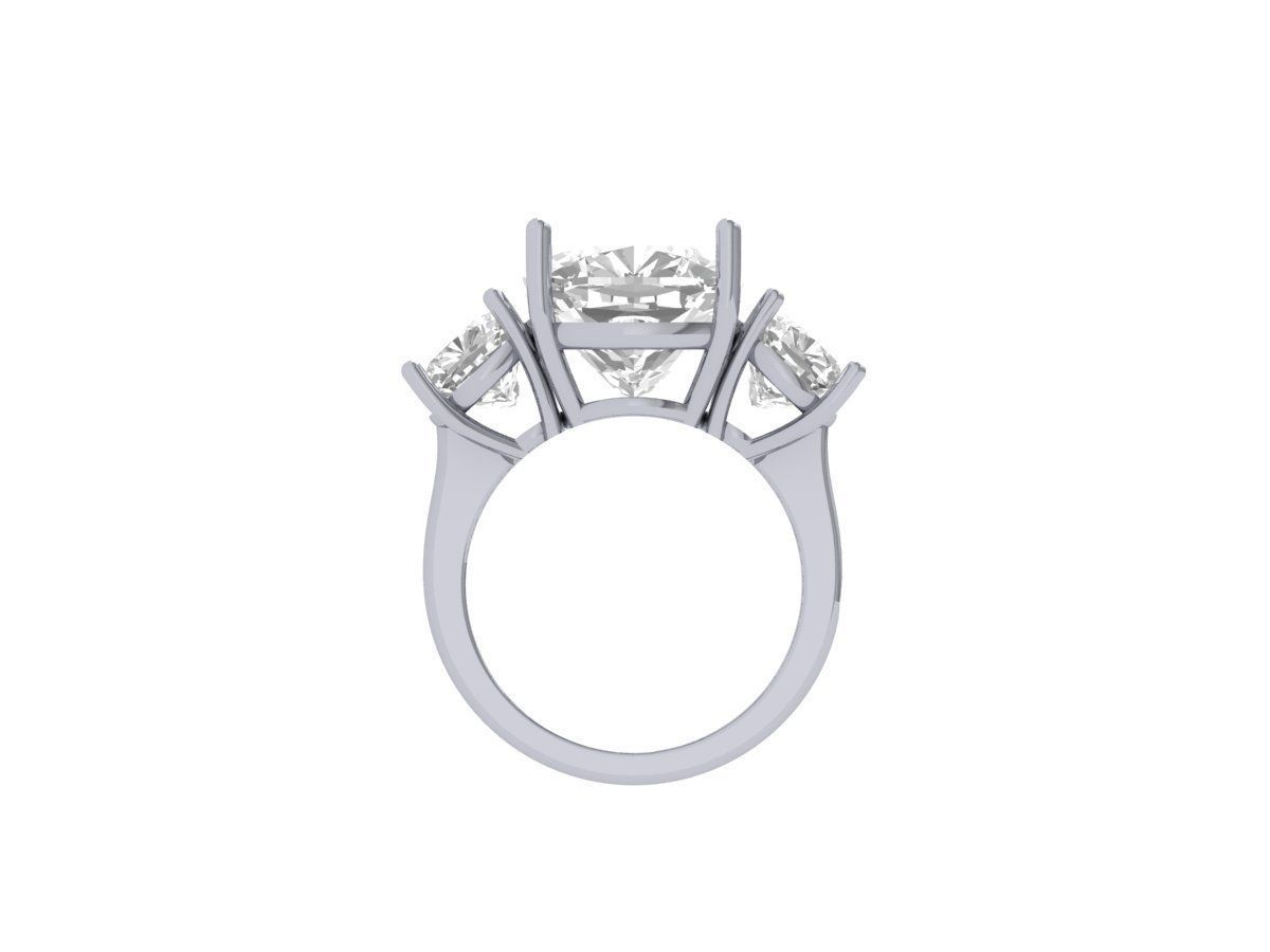 Cushion 3 Stone Bridal Ring 3D print model_6