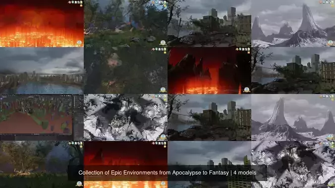 Collection of Epic Environments from Apocalypse to Fantasy 