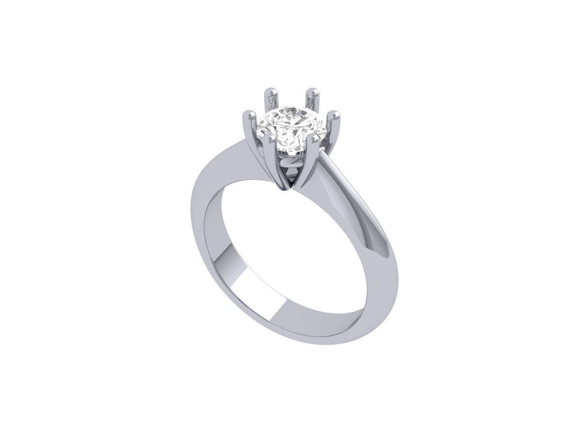 Single Stone Solitaire Ring 3D print model_4