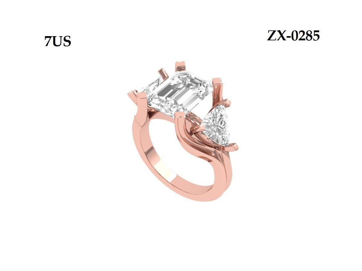 3 Stone Emerald Wedding Ring 3D print model_2