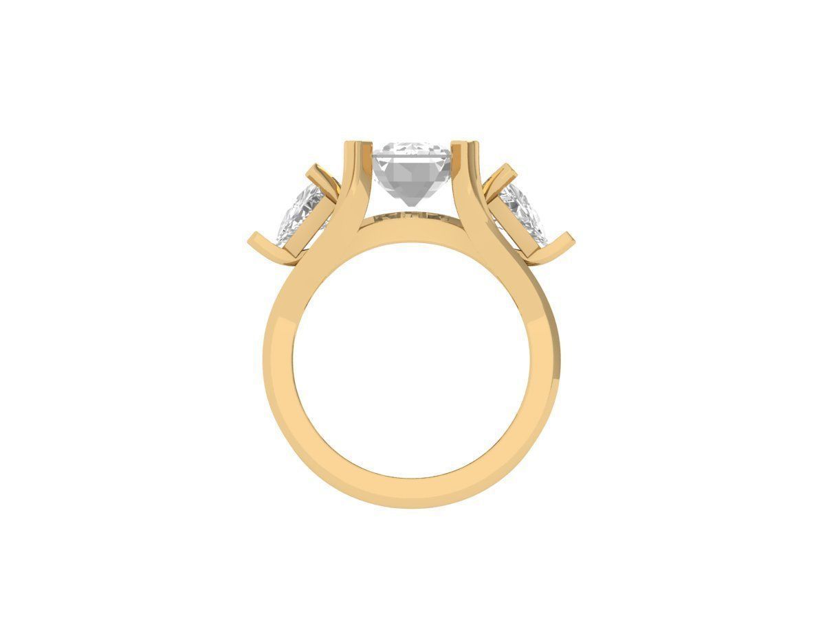 3 Stone Emerald Wedding Ring 3D print model_4