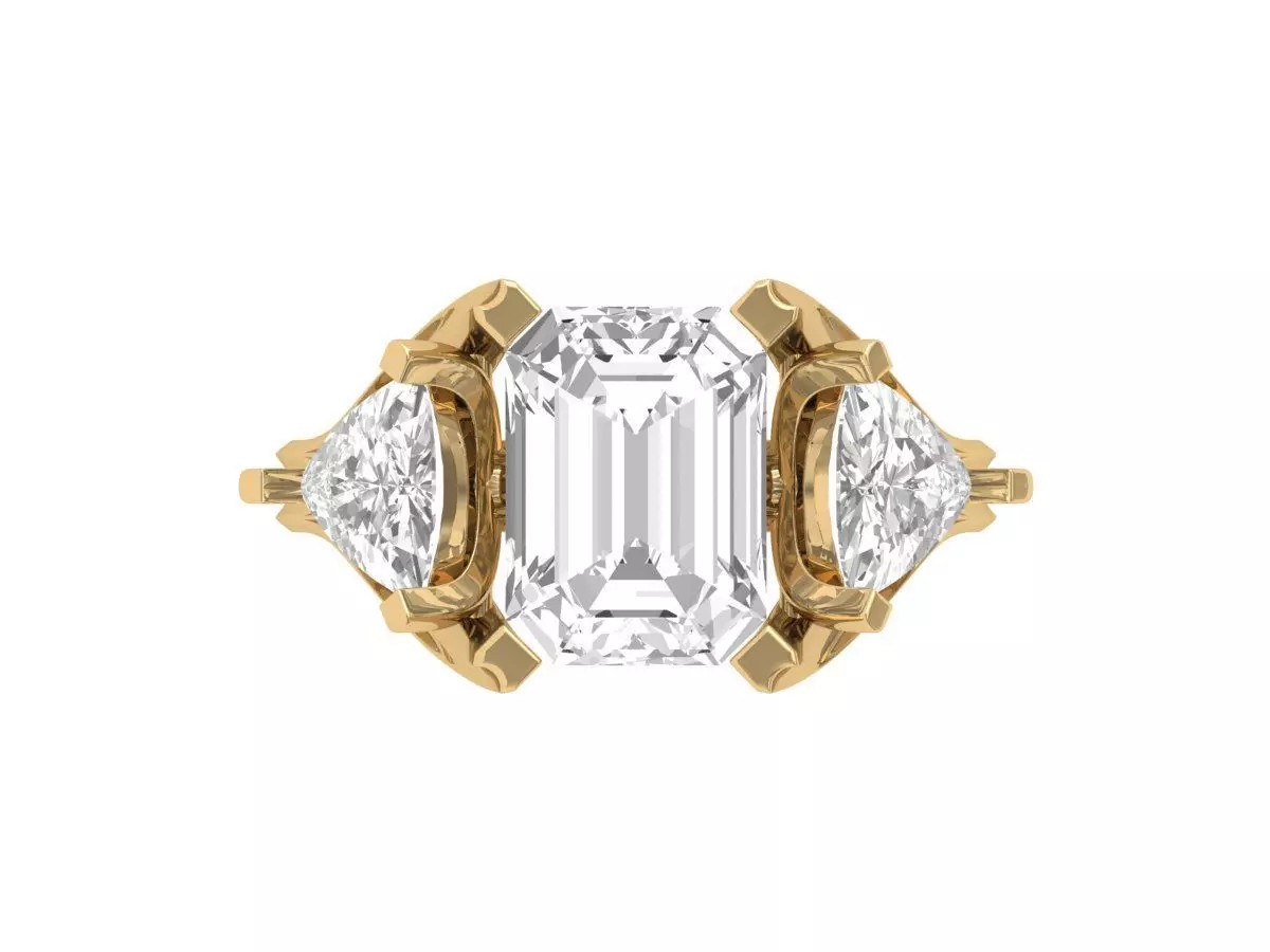 3 Stone Emerald Wedding Ring 3D print model_0