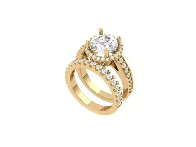 Bridal Set Solitaire Wedding Ring