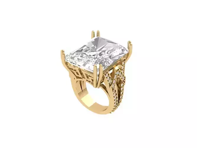 Radiant solitaire Art Deco Ring