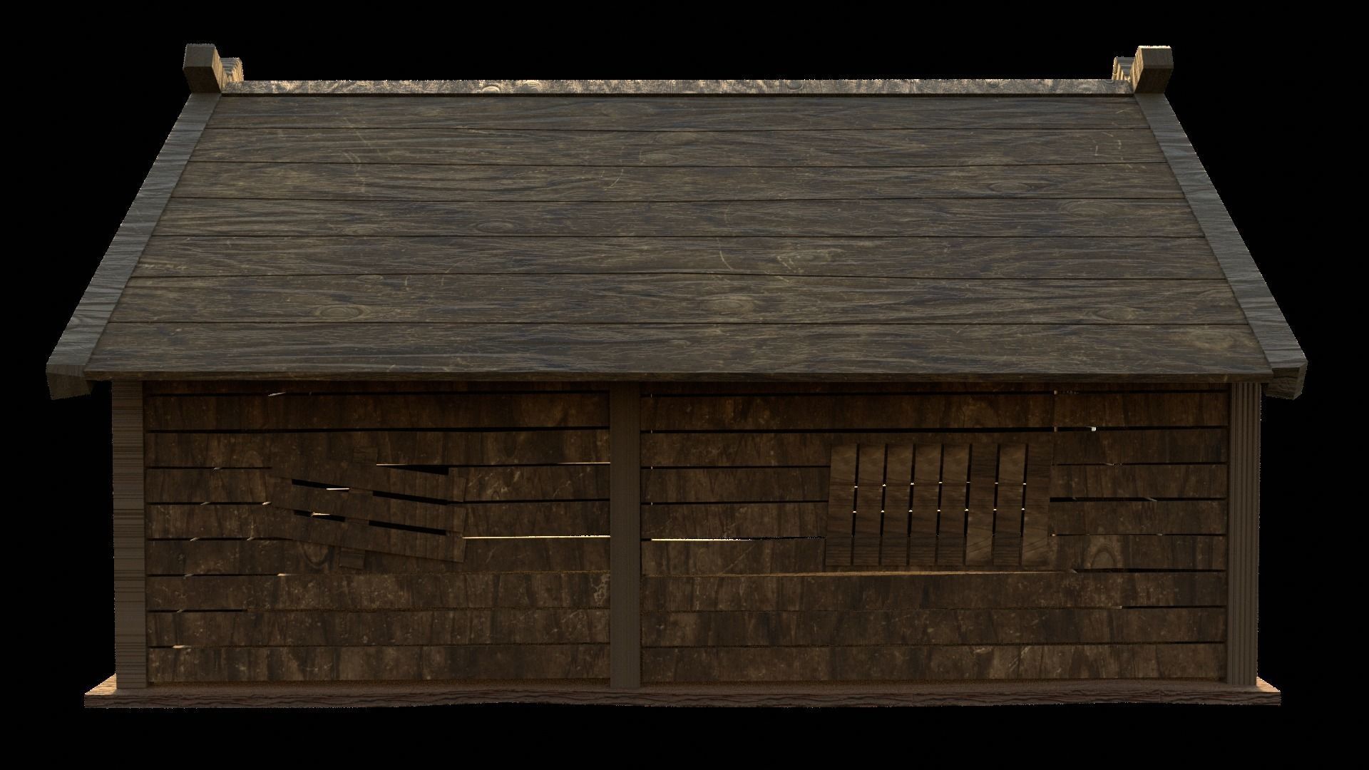 wooden house3 Low-poly 3D model_2