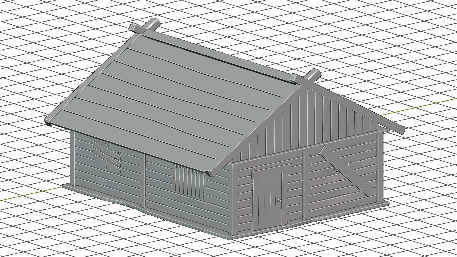 wooden house3 Low-poly 3D model_5