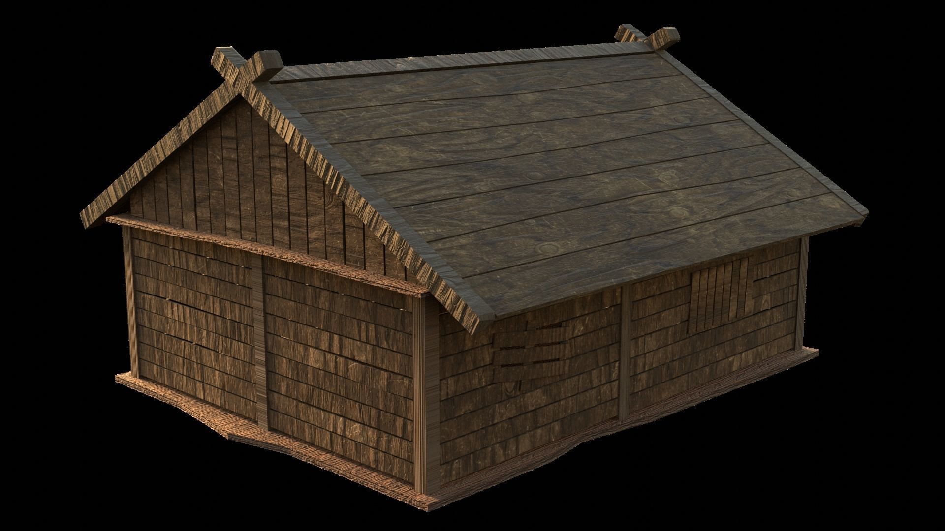 wooden house3 Low-poly 3D model_3