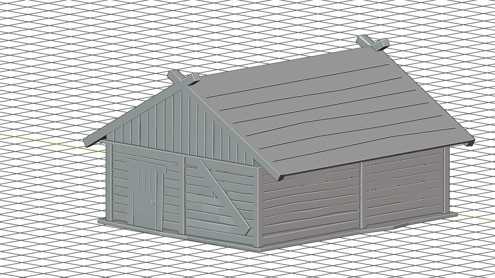 wooden house3 Low-poly 3D model_4