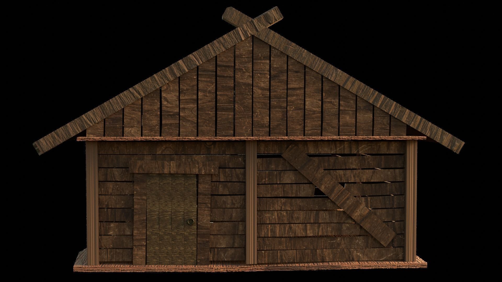 wooden house3 Low-poly 3D model_1