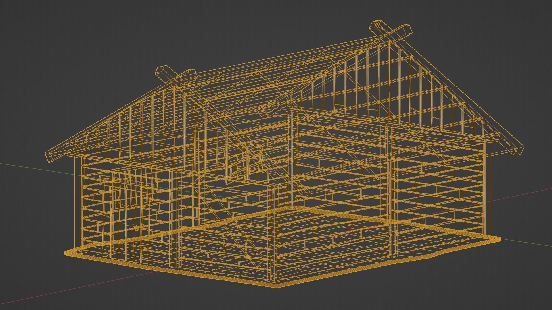 wooden house3 Low-poly 3D model_9