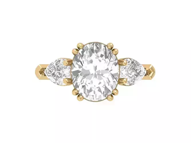 Oval 3 Stone Bridal Ring 3D print model